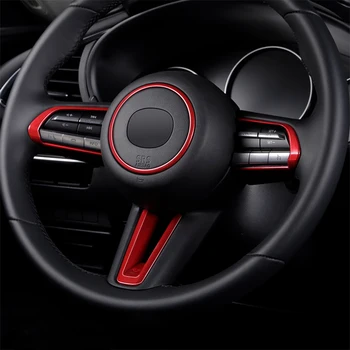За Mazda 3 CX-30 2019 2020 аксесоари ABS карбон/Червен/Матиран Автомобилен Бутон на волана за Превключване на рамка Капак Тапицерия на Колата стайлинг